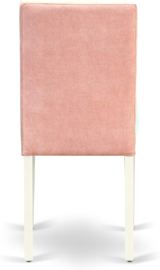 East West Furniture DOAS9-LWH-42 9 Piece Modern Dining Table Set Contain A Wooden Table and 8 Beige Red Polyester Fabric Parson Kitchen Chairs with Stylish Back- Linen White Finish