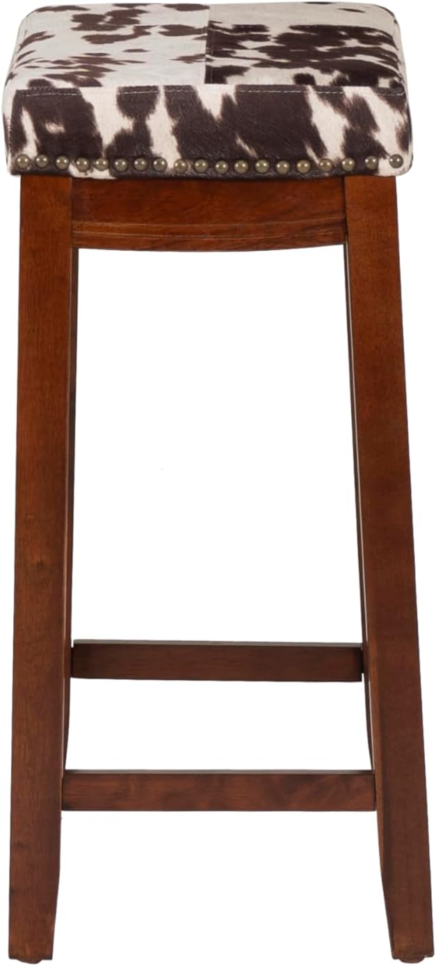 Linon Claridge Rich Brown Wooden 24 Inch Seat Height Counter Stool with Brown...