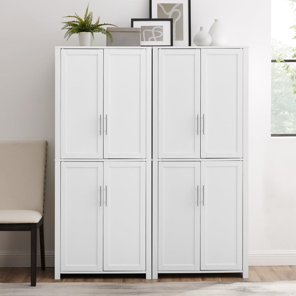 Maykoosh Pantry Cabinet Set of 2 - Tall Kitchen Storage Organizer - White Finish