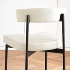 Beige Faux Leather Dining Chairs Set of 4, Armless Upholstered Kitchen Chair,Modern Dining Room Chair with Curved Backrest