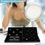 PH PandaHall Black Jewelry Tray 4 Pack Jewelry Organizer Tray Rectangle Display Trays Stackable Storage Case for Earrings Rings Necklaces Dresser Drawer Vendor Display Christmas Decor, 13.7x9.4inch