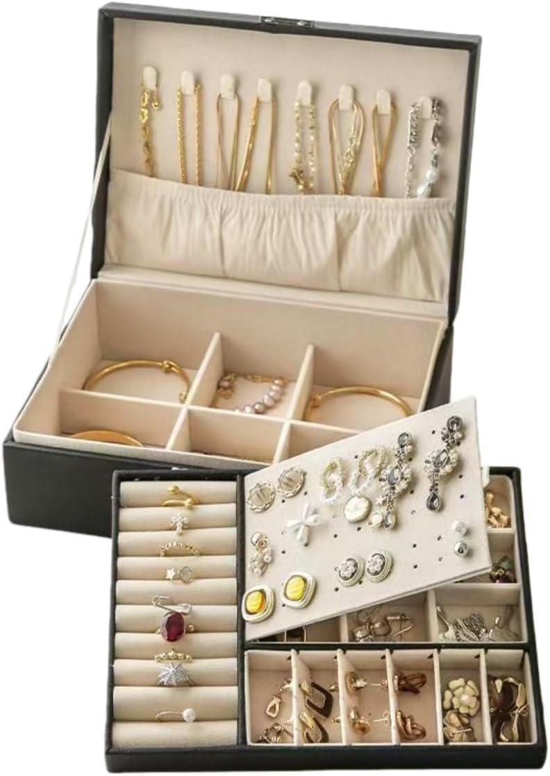 Prettyia Bracelet display Bracelet holder bracelet organizers and storage | bangle box，bracelet holder display jewelry display tray-Black 9x6.7x3.5'' 2layer