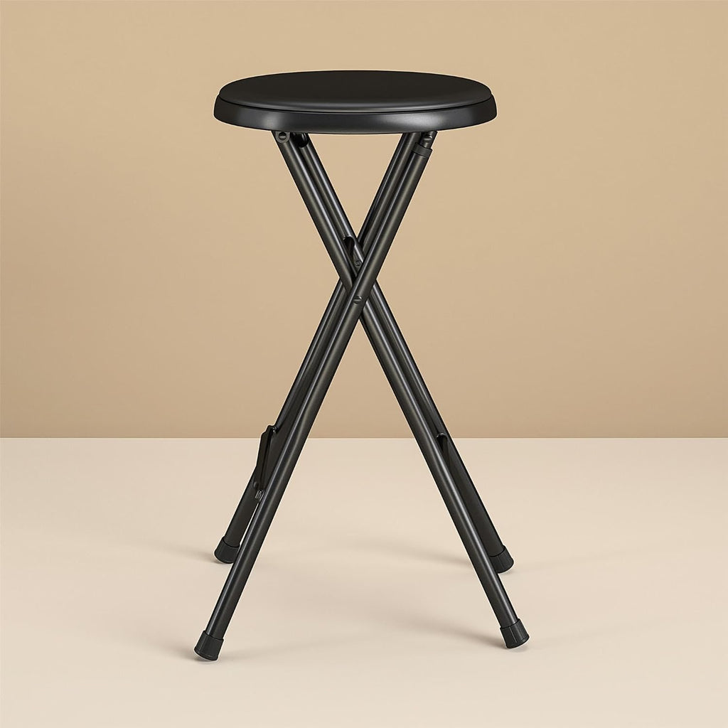 24" Vinyl Padded Folding Stool, Black
