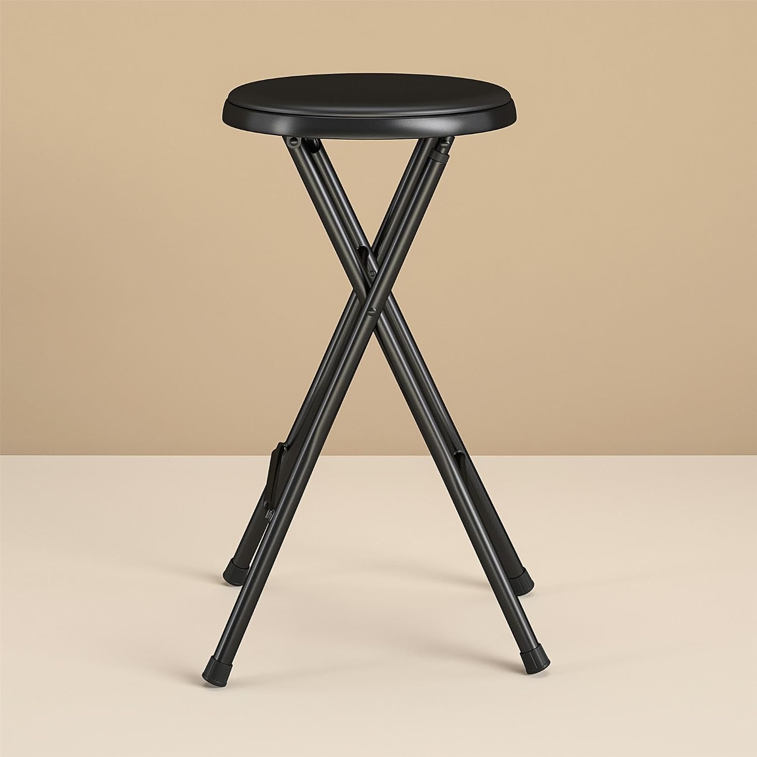 24" Vinyl Padded Folding Stool, Black