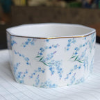 Ceramic Paper Clip Holder Gold Line Paper Clip Dispenser Organizer for Desk Cute Floral Pattern Office Binder Clip Holder Bobby Pin and Hair Clip Holder Gift for Office Blue Flowers