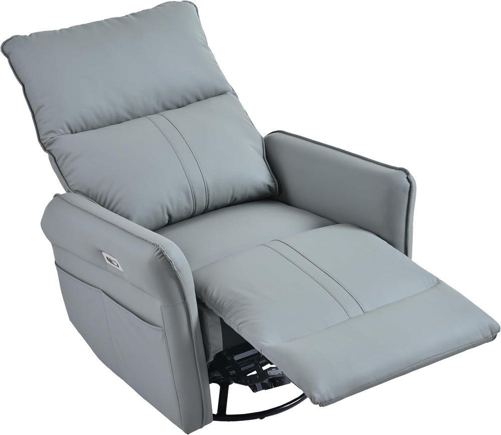 Power Swivel Rocker Recliner Chair with USB Charging Port | PU leather, 270° ...