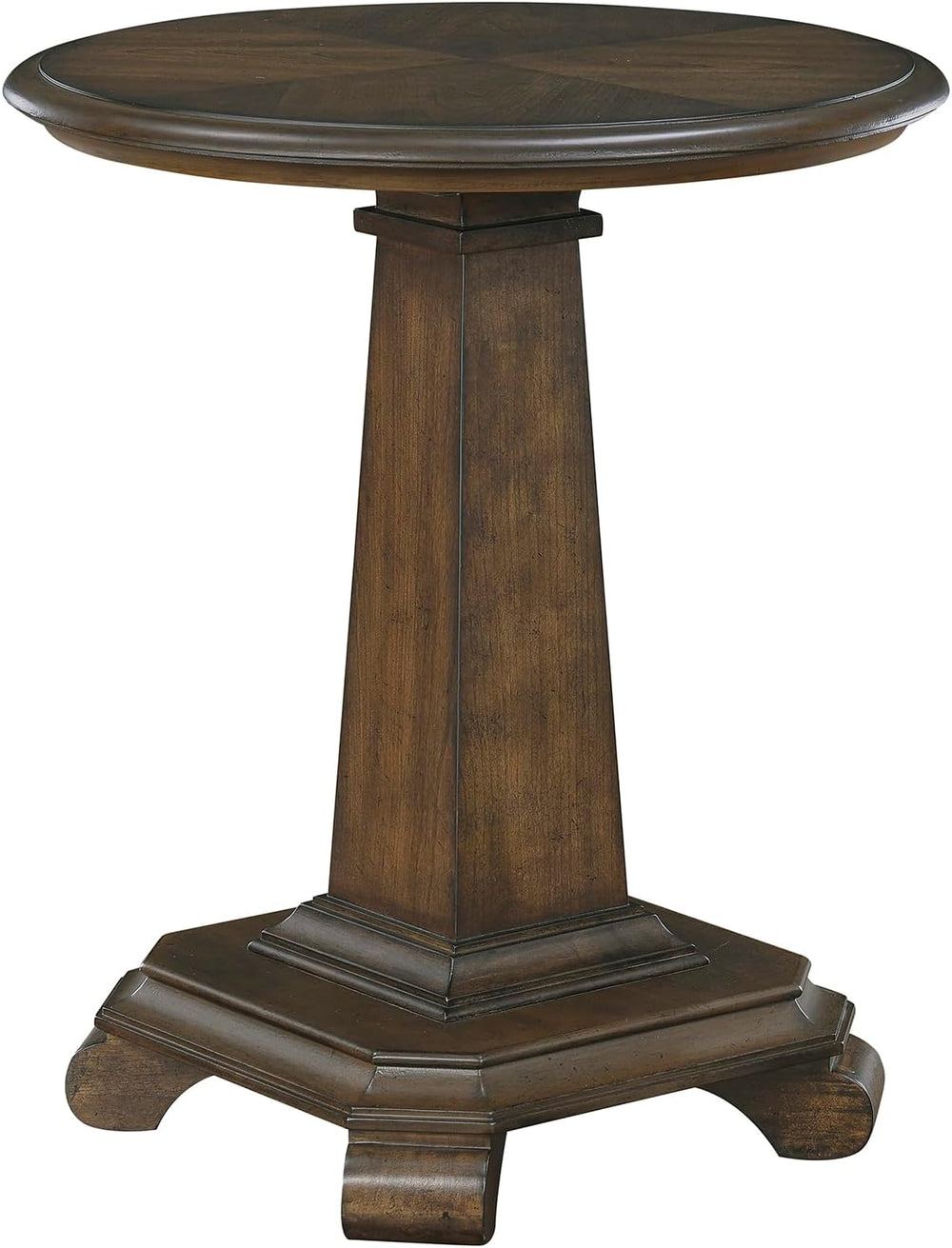 Lexicon 22 Dia. Round End Table, Wood Side Table with Sturdy Pedestal Leg, Ch...