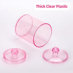 Tbestmax 6 Pack Qtip Holder - 12 oz, 10 oz Bathroom Organizer and Storage Containers, Plastic Apothecary Jars with Lids for Cotton Ball, Cotton Swab, Floss, Pink