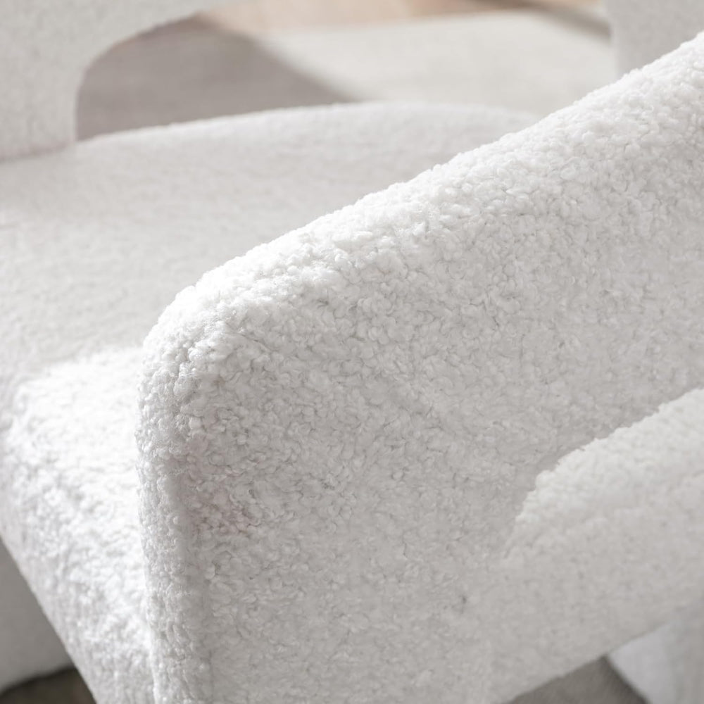 HNY Modern Barrel Kitchen & Dining Room Chair, Sherpa Upholstered Accent ...