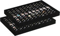 Coward 2Pcs/Set Black Velvet Stackable Ring Organizer Tray, Velvet Ring Earring Stud Jewelry Display Holder Tray for Store Selling or Home Show Storage