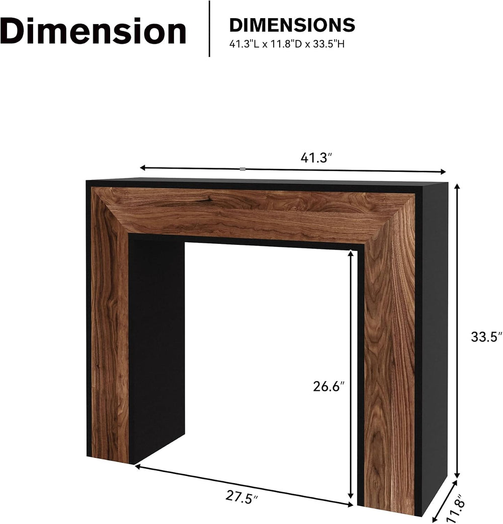 41" Entryway Table with LED Light, Farmhouse Wood Console Table Behind C...