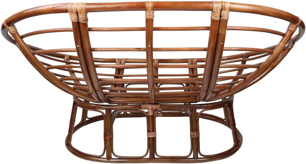 Maykoosh Rattan Double Papasan Chair with Twill Cushion - Bohemian Style Seat...