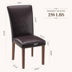 Stylish Dining Chairs Set of 4, Upholstered Parsons Dining Room Chair with Nailhead Trim, Kitchen Room Chair with Thick Cushions and Wood Legs, Nailhead Trim, Dark Brown Leather