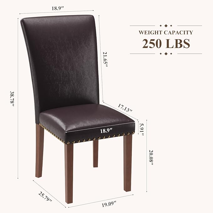 Stylish Dining Chairs Set of 2, Upholstered Parsons Dining Room Chair with Na...