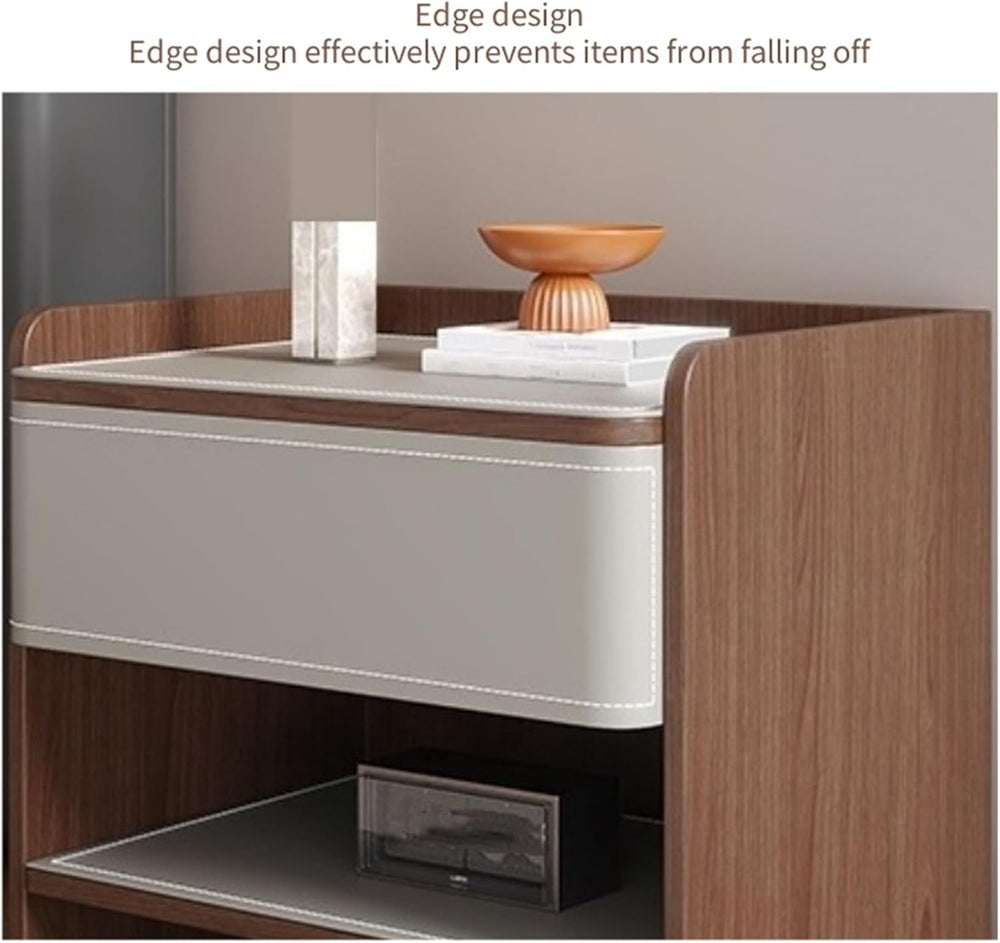 Modern Nightstands with Drawer and Open Storage Shelf Wooden Bedside Table En...