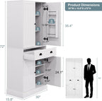 72" Pantry Cabinet, Tall Kitchen Pantry Cabinet with Adjustable Shelves & 6 Door Shelves, Kitchen Storage Cabinets with Drawer, 2 Cabinets, Cupboard for Living, Dining Room, Bathroom, White