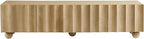 Modway Sorren 71 Inch Scalloped TV Stand in Natural – 4 Door Media Console Cabinet – Modern Storage TV Stand with Doors