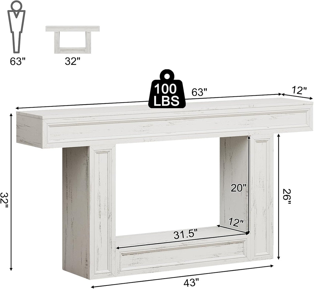 Rresyet 63" 2-Tier Entryway Console Table Behind Sofa with Sensor Lights...