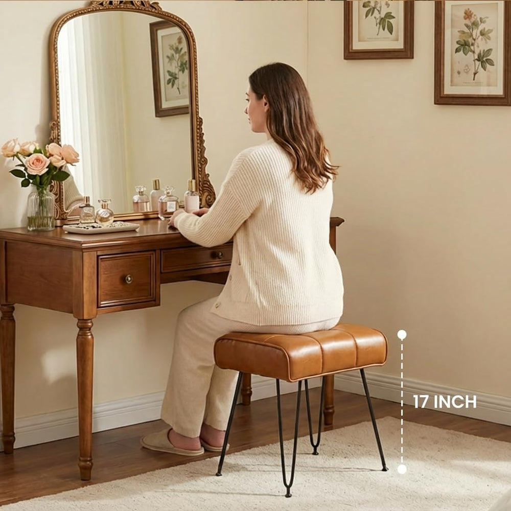 EBENCHICO PU Leather Vanity Stools, Vanity Stool Chairs for Makeup Faux Leath...
