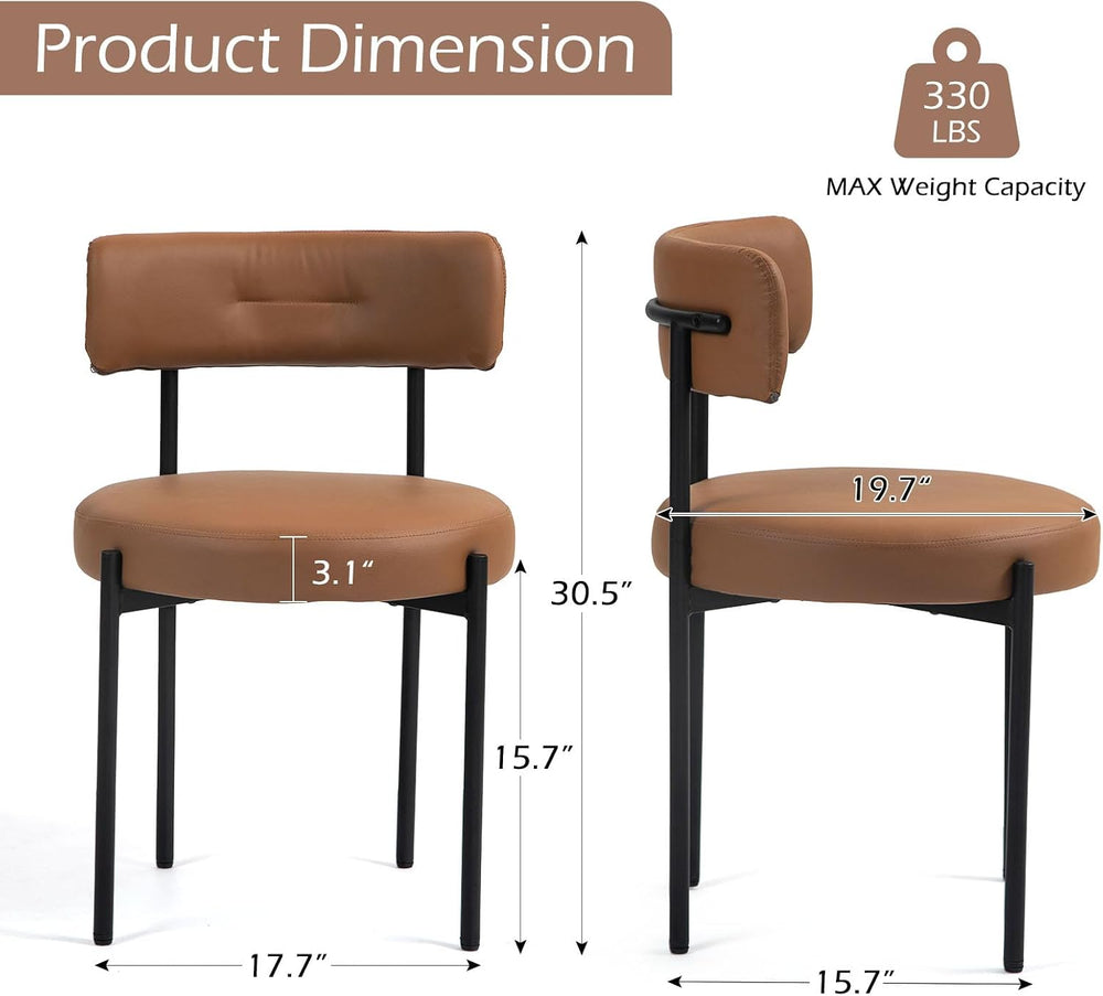 AVAWING Brown Faux Leather Dining Chairs Set of 4, Modern Kitchen Chairs with...
