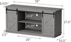 YESHOMY TV Stand for Televisions up to 65 Inches, with Sliding Barn Doors and Storage Cabinets, Console Table and Media Furniture for Living Room, 58 Inch, Gray