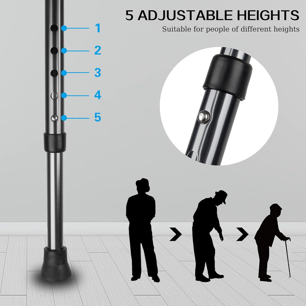 Yayayo Hold 440 lbs Folding Canes with Seat Walking Stick Height Adjustment C...