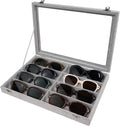 Wudygirl Jewelry organizer Sunglass Organizer 8 Slot Velvet Jewelry Tray Sunglasses Case with Lid Multi Eyeglass Case for Women Men（8 Grid