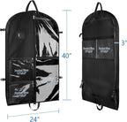 Zilink Dance Costume Garment Bag Garment Bag for Dance Competition 40 in | 5 Clear Zipper, Pockets, Stable Buckles, Carry Handles, for Dance Costumes Closet Storage, Black, 3 Pack