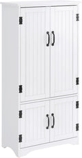 48.5" Farmhouse Kitchen Pantry, Floor Storage Cabinet with 4 Doors, White, Easy to Maintain, for Dining Room