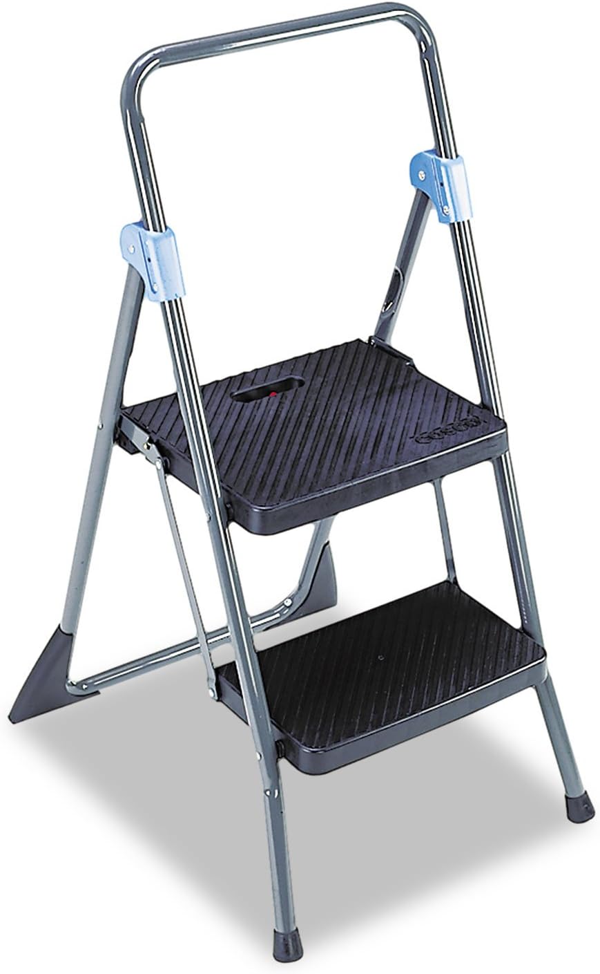 Cosco Commercial 2-Step Folding Stool, 300 lb Capacity, 20.5 x 24.75 x 39.5, ...
