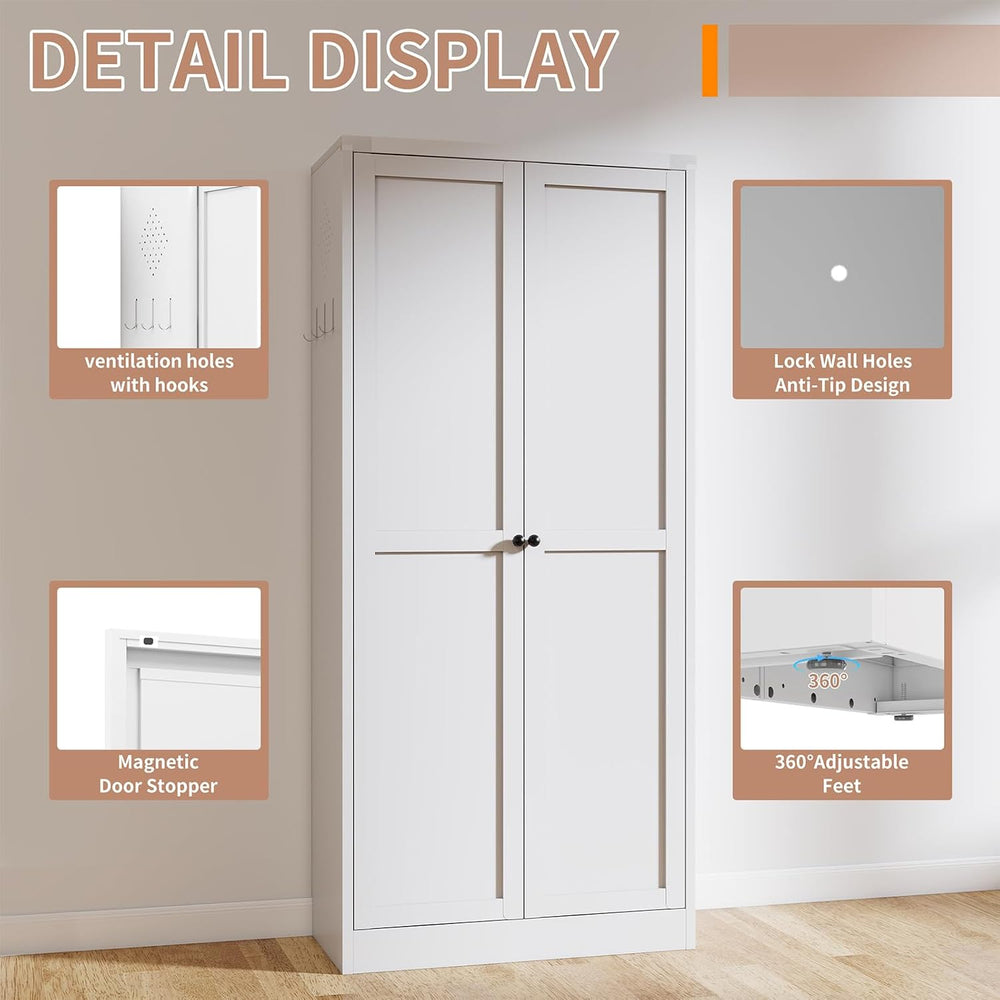 61" Metal Kitchen Pantry Cabinet Adjustable Storage with 4 Shelves (110l...