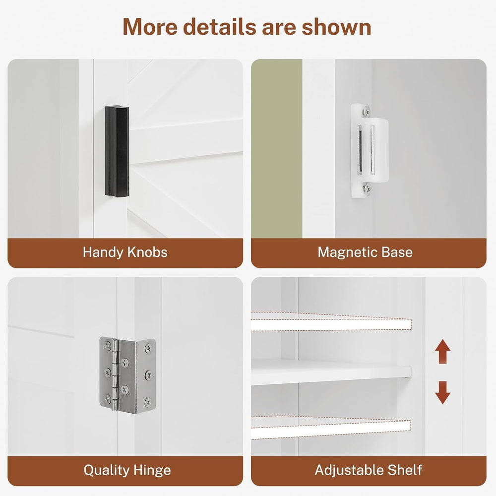 TEENFON 67" H Tall Storage Cabinet with 2 Doors, Bathroom Storage Cabine...