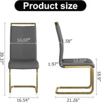 AZmac Modern Leather Dining Chairs Set of 8,Armless Kitchen Chairs,Dining Room Chairs with Upholstered Padded Seat and Sturdy Gold Legs for Dining Room,Kitchen (Set of 8, Dark Grey-Gold Leg)