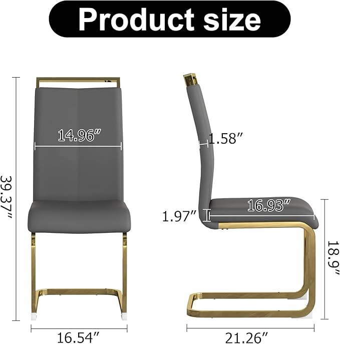 AZmac Modern Leather Dining Chairs Set of 4,Armless Kitchen Chairs,Dining Roo...