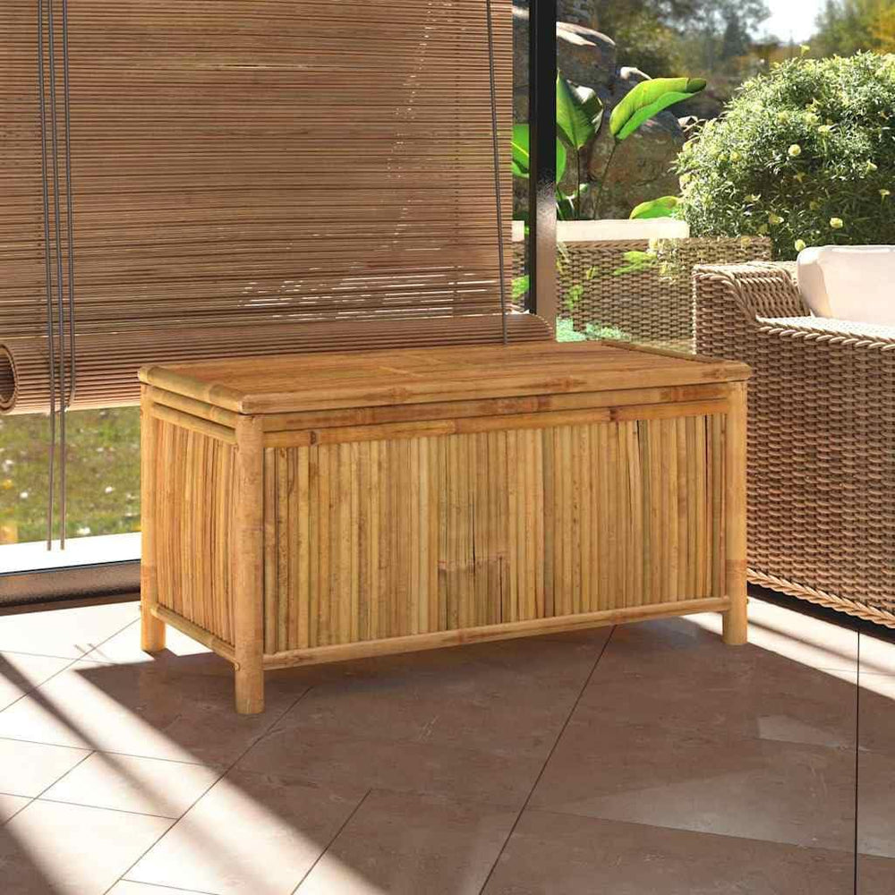Bamboo Patio Storage Box 43.3x20.5x21.7 Inches | Durable Natural Material, Op...