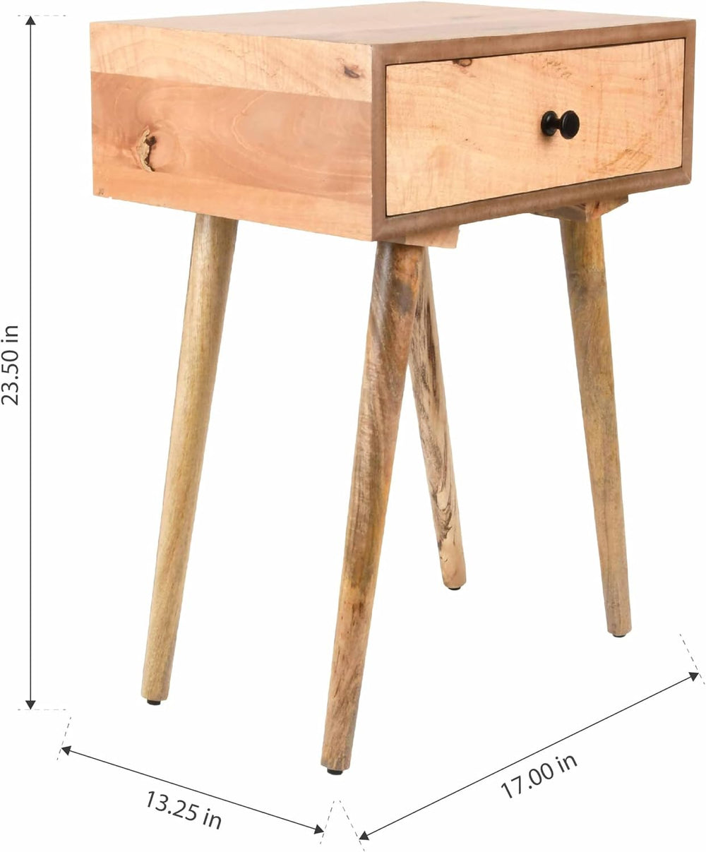 Decor Therapy Side Table with 1-Drawer, Modern Design, Easy Assemble, Natural...