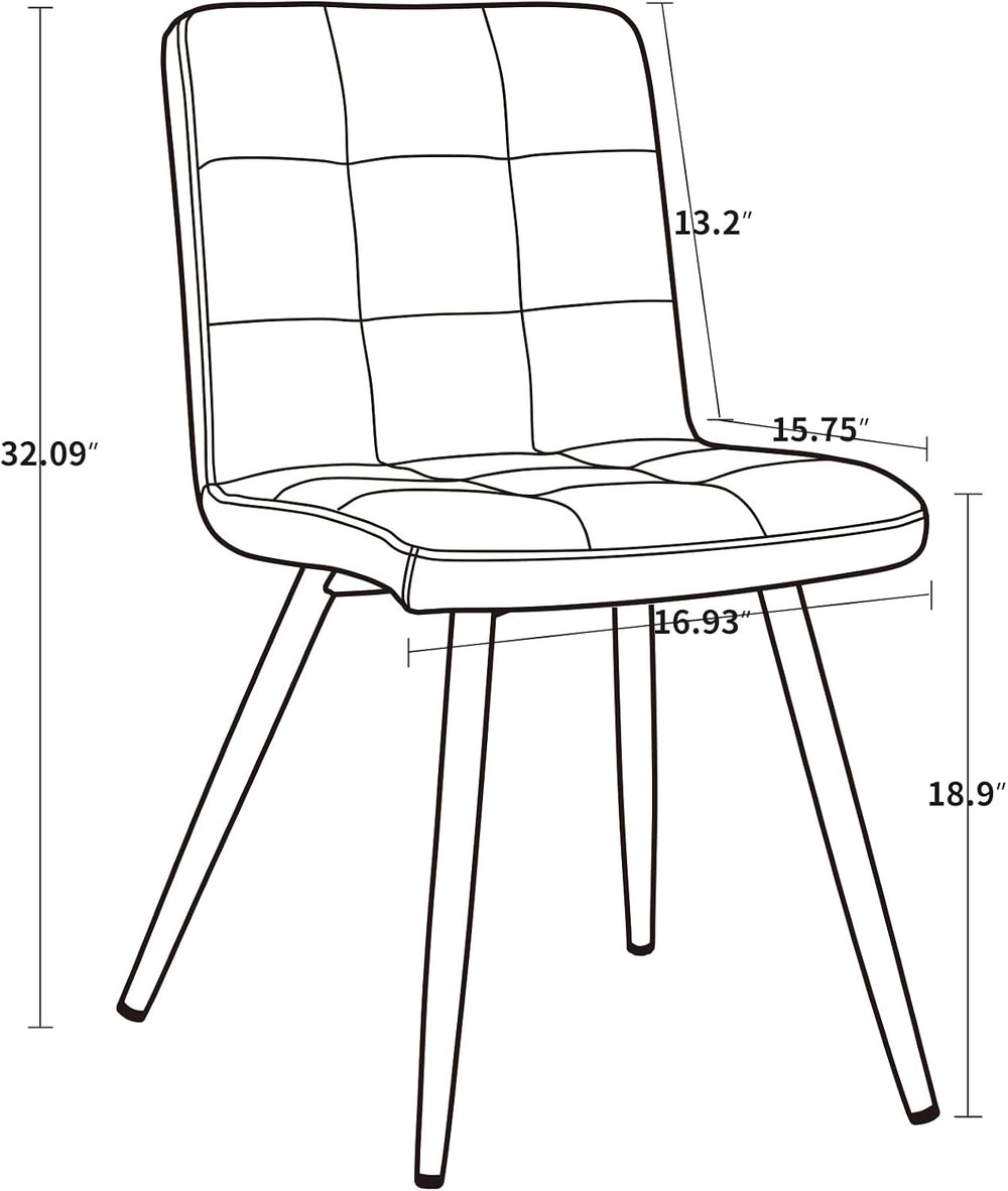 DUHOME Fabric Dining Chairs Set of 4, Black Metal Leg Accent Chairs Grey | So...