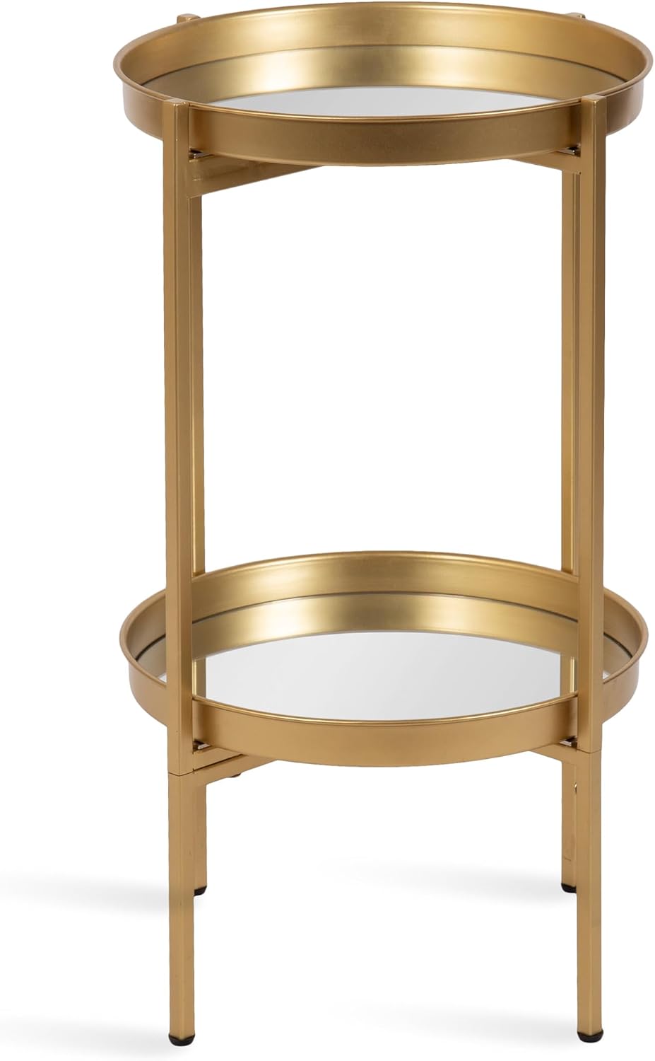 Kate and Laurel Celia Round Metal Foldable Tiered Side Table, 16 x 26, Gold, ...