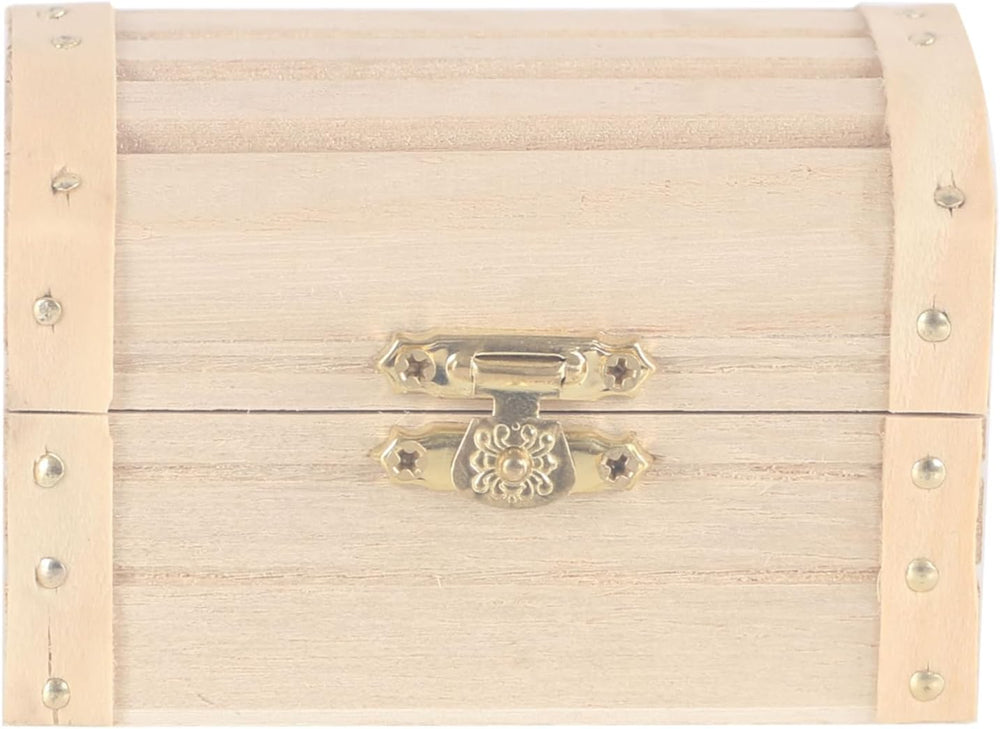 Make Market 3.5” Unfinished Wood Treasure Chest - Ready-to-Decorate Wood Box ...