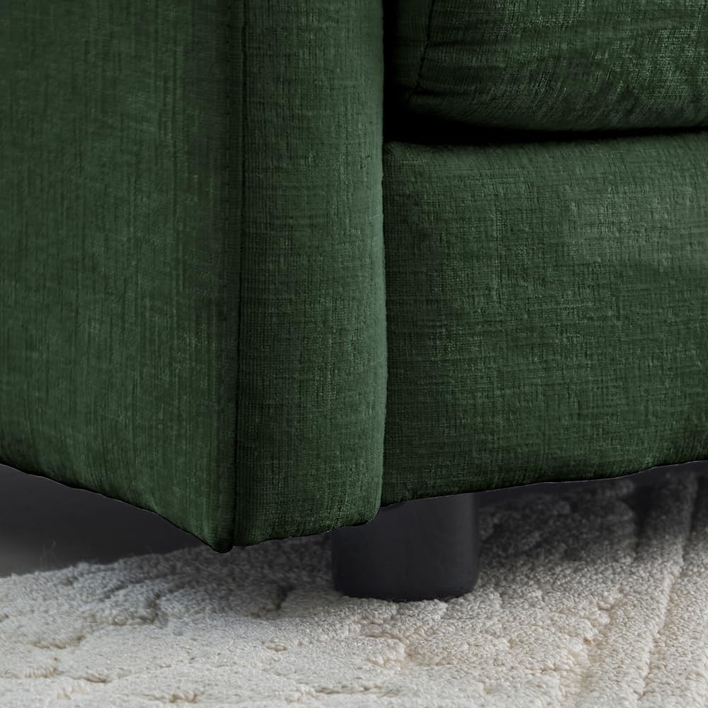 Chenille Ottoman Footrest for 2, 3, and 4 Seater Sofas, Green (Green + Chenil...