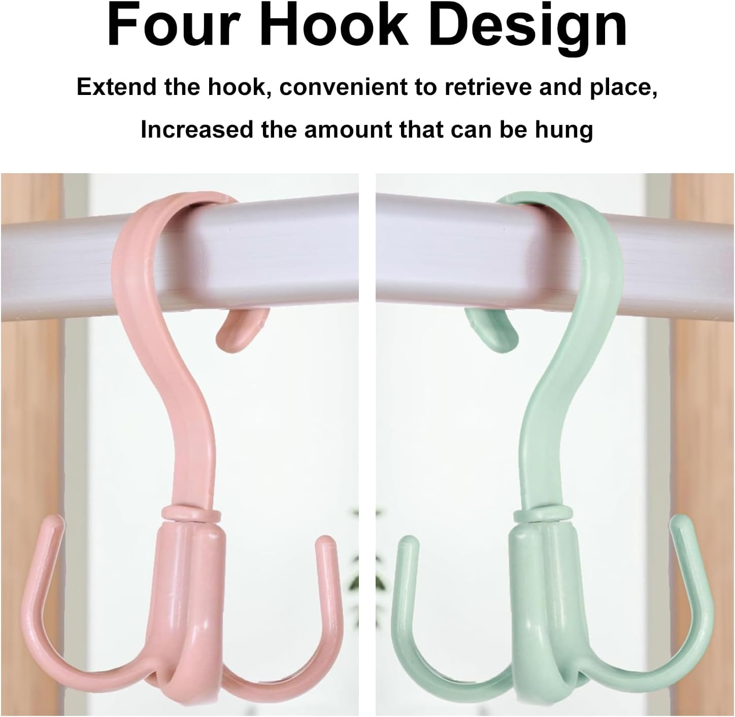 2Pcs Belt Hanger, 360-Degree Rotatable Four-Claw Hook, Closet Clothes Hangers, Belt Scarf Tie Rack Holder for Handbags(Pink, Green)
