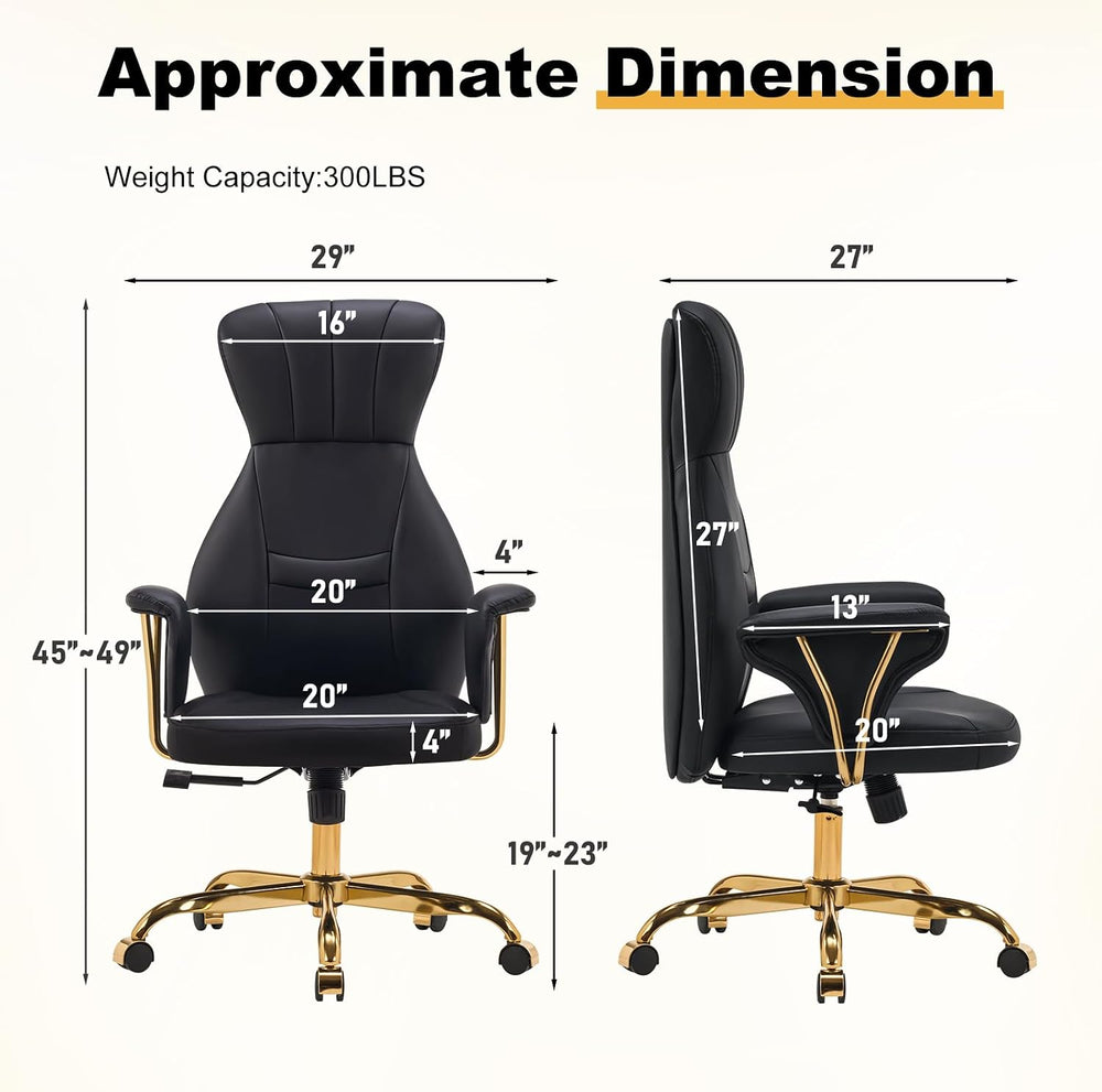 Furniliving Leather High Back Ergonomic Desk Chair, Adjustable Office Chair |...