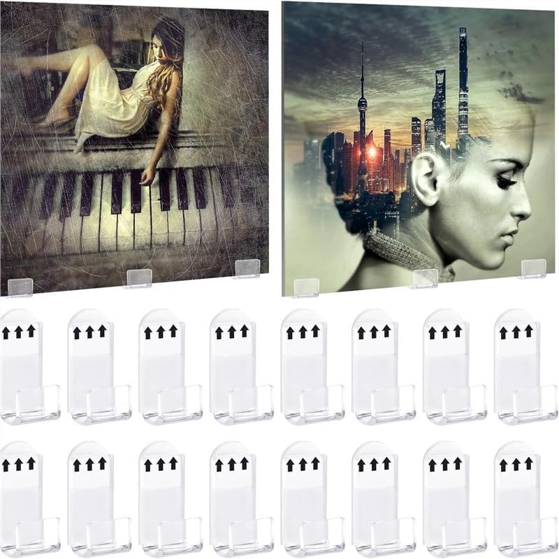 6 Pack Vinyl Record Holder Wall Mount No Drill, Self Adhesive Acrylic Record Shelf Display Racks for CD Book Pictures