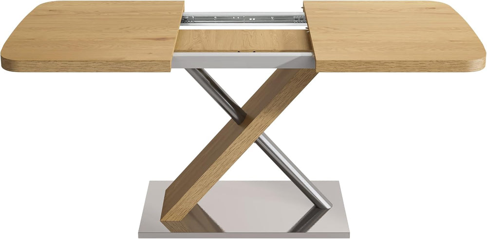 Expandable Natural Wood Dining Table for 4-6, Extendable 47-63 Inch Scratch-R...