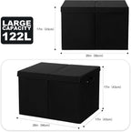 popoly 122L Large Toy Box Chest with Lid, Foldable Toy Storage Organizer Bin Boxes with Removable Divider for Kids, Boys, Girls, Nursery, Playroom, 26"x17" x17"(Linen Black)