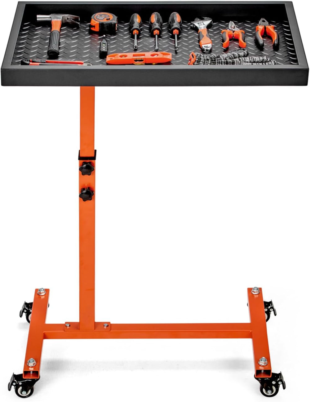 Adjustable Work Table with Wheels, Mechanic Rolling Tool Tray Table for Garag...