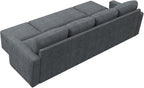 HONBAY Modular Sectional Sleeper Sofa Bed, Chenille Pull Out Couch with Storage Ottoman, U Shaped Sectional Couches for Living Room, Bluish Grey