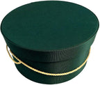 Sarah's Hat Boxes Classic Dark Green Hat Box – 11" x 5.5" (Dia. x Ht.) Handmade in USA – Odorless Non-Toxic Adhesive, Cording Handle – Premium Storage for Hats & Accessories