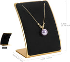 GemeShou Black Necklace display stand, Velvet Jewelry necklace display holder for selling, small metal earring neck storage organizer, online jewelry photography props【Black】