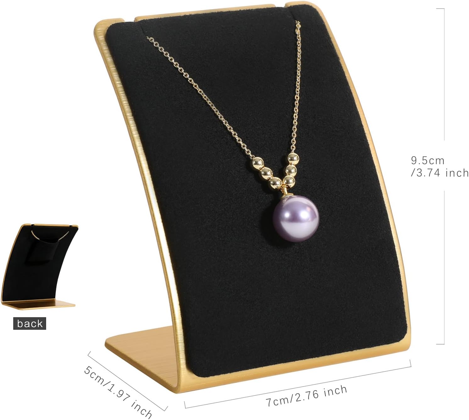 GemeShou Black Necklace display stand, Velvet Jewelry necklace display holder for selling, small metal earring neck storage organizer, online jewelry photography props【Black】